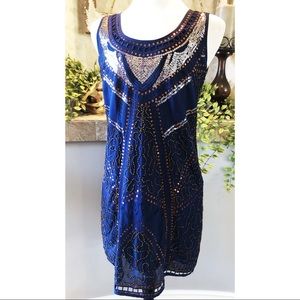 NWT (S) Alya from Francesca's Navy Sequin Dress